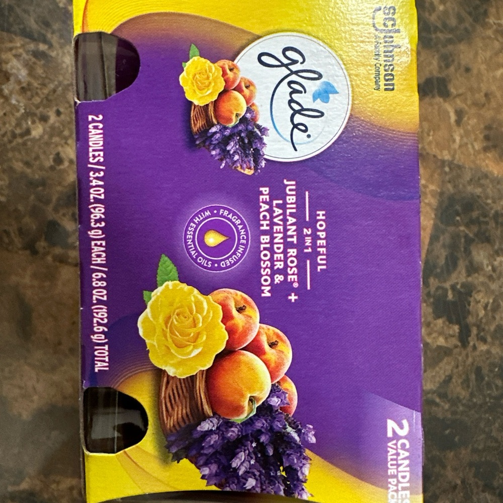 Glade Candle Jar - Air Freshener 2in1 Jubilant Rose & Lavender & Peach Blossom